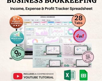 Hoja de cálculo de contabilidad / Hoja de cálculo de contabilidad para pequeñas empresas / Seguimiento de ingresos, gastos y ganancias / Plantilla para Excel y Google Sheets