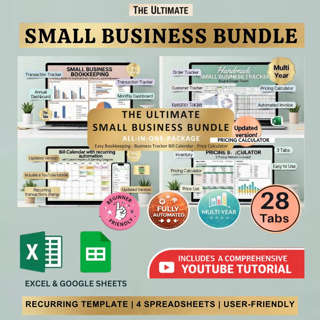 Small Business Bundle for Google Sheets | Bookkeeping Spreadsheet ...