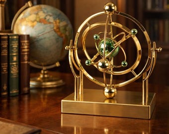 Gold Armillary Sphere Sculpture Vintage Astronomy Desk Decor Office Gift