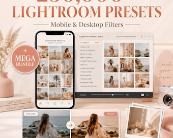 Paquete gigante de más de 250.000 presets de Lightroom, filtros para móviles y ordenadores (MRR PLR)