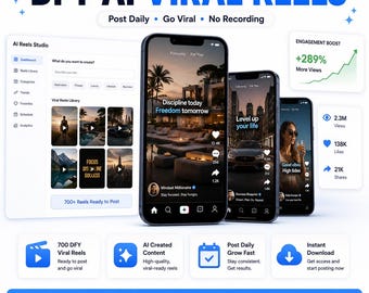 Más de 700 vídeos virales con IA para TikTok y YouTube (contenido motivacional listo para publicar).