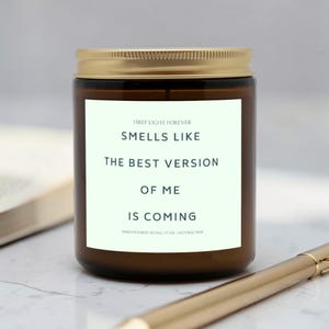 Future Self Manifestation Candle - Minimalist Empowerment Memento - 9oz Amber Glass Jar Gold Lid - Self Care & Growth Present