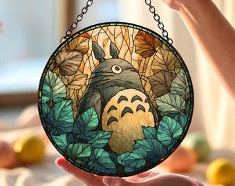 Atrapasueños de Totoro estilo anime | Decoración colgante de vidriera caprichosa