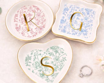 Bandeja para anillos con monograma inicial personalizado, bandeja para joyas para despedida de soltera, soporte para joyas personalizado, regalo para damas de honor