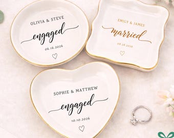 Plato personalizado para anillos de compromiso | Regalo de bodas para parejas | Bandeja personalizada para despedida de soltera