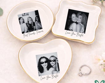 Plato para anillos con foto personalizada | Bandeja de recuerdo con retrato de mejores amigas personalizada | Regalo conmemorativo para hermanas