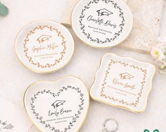 Personalized University Ring Dish l Graduation Trinket Tray l Class of 2026 Gift