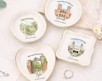 Custom University Ring Dish l Graduation Trinket Tray l Class of 2026 Gift