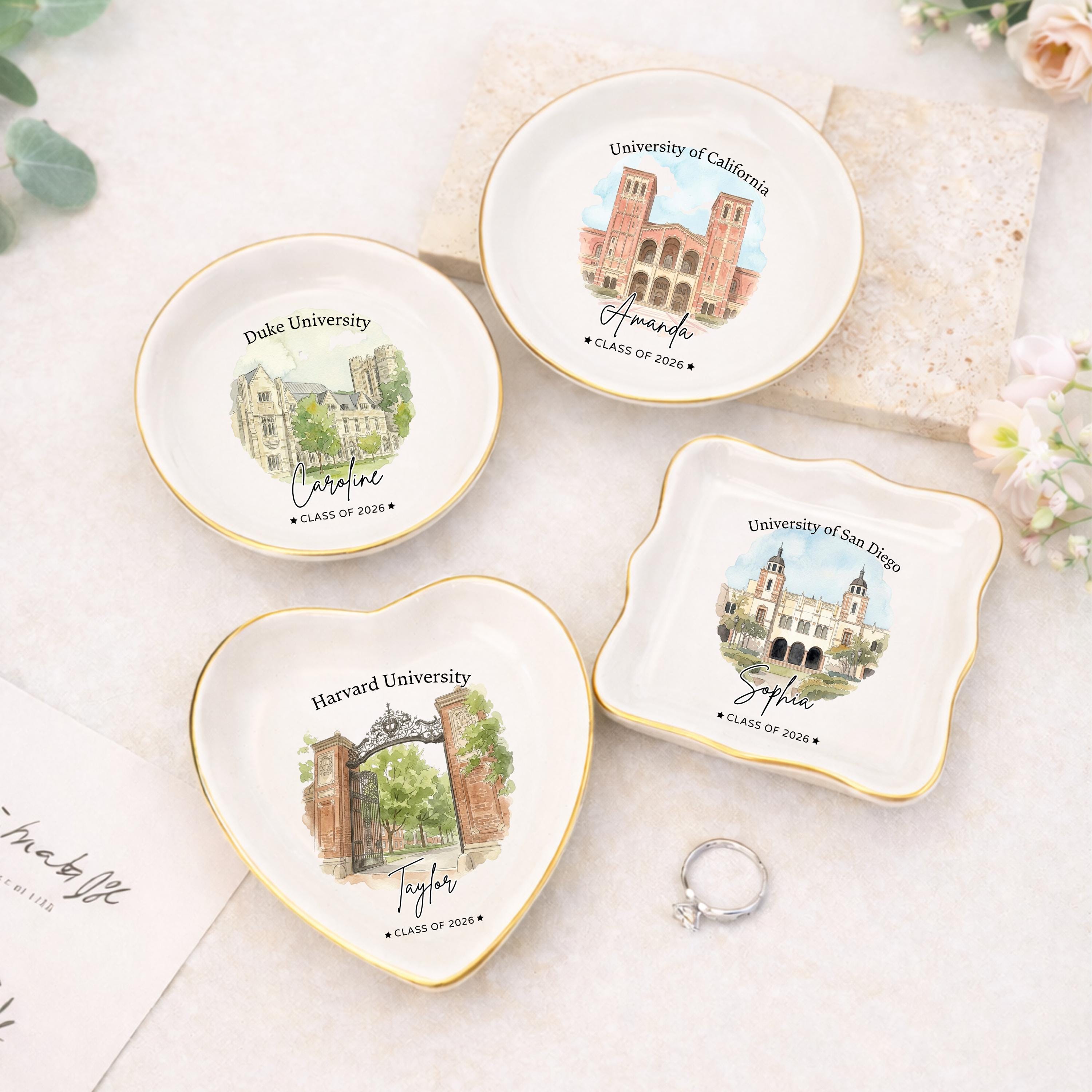 Custom University Ring Dish l Graduation Trinket Tray l Class of 2026 Gift