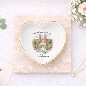 Custom University Ring Dish l Graduation Trinket Tray l Class of 2026 Gift image 5
