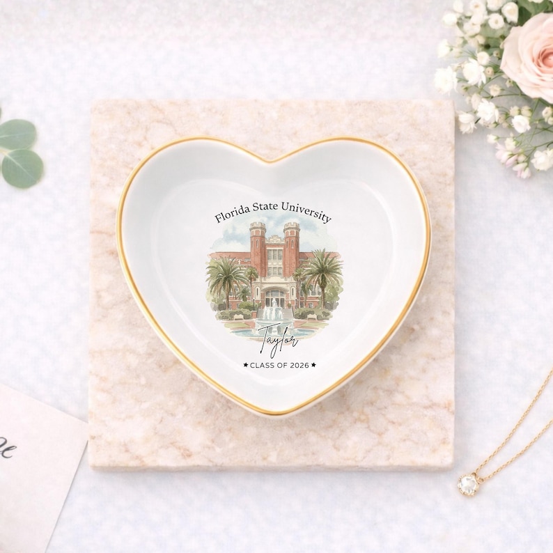 Custom University Ring Dish l Graduation Trinket Tray l Class of 2026 Gift image 5