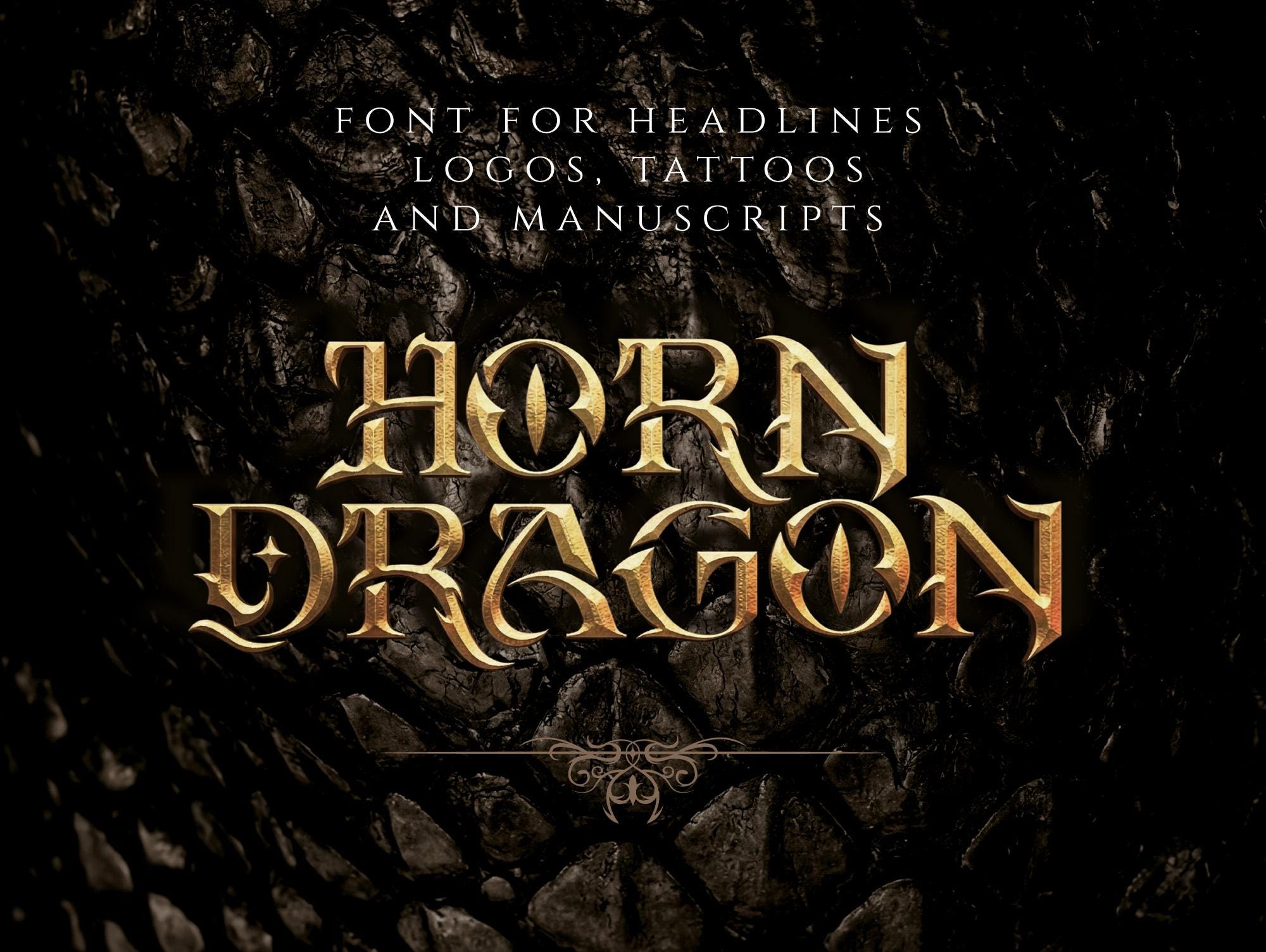 Horn Dragon Font – Medieval Gothic Fantasy Typeface for Headlines, Rpgs ...