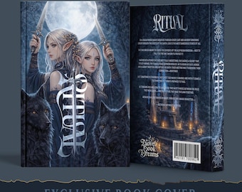 Epic Fantasy Novel Cover, Female Warriors, Wolves, Moon (Premade)