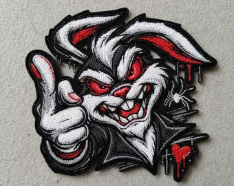 Parche de conejo de chenilla personalizado, mascota urbana para ropa, bordado con plancha, aplique grande, accesorio para chaqueta