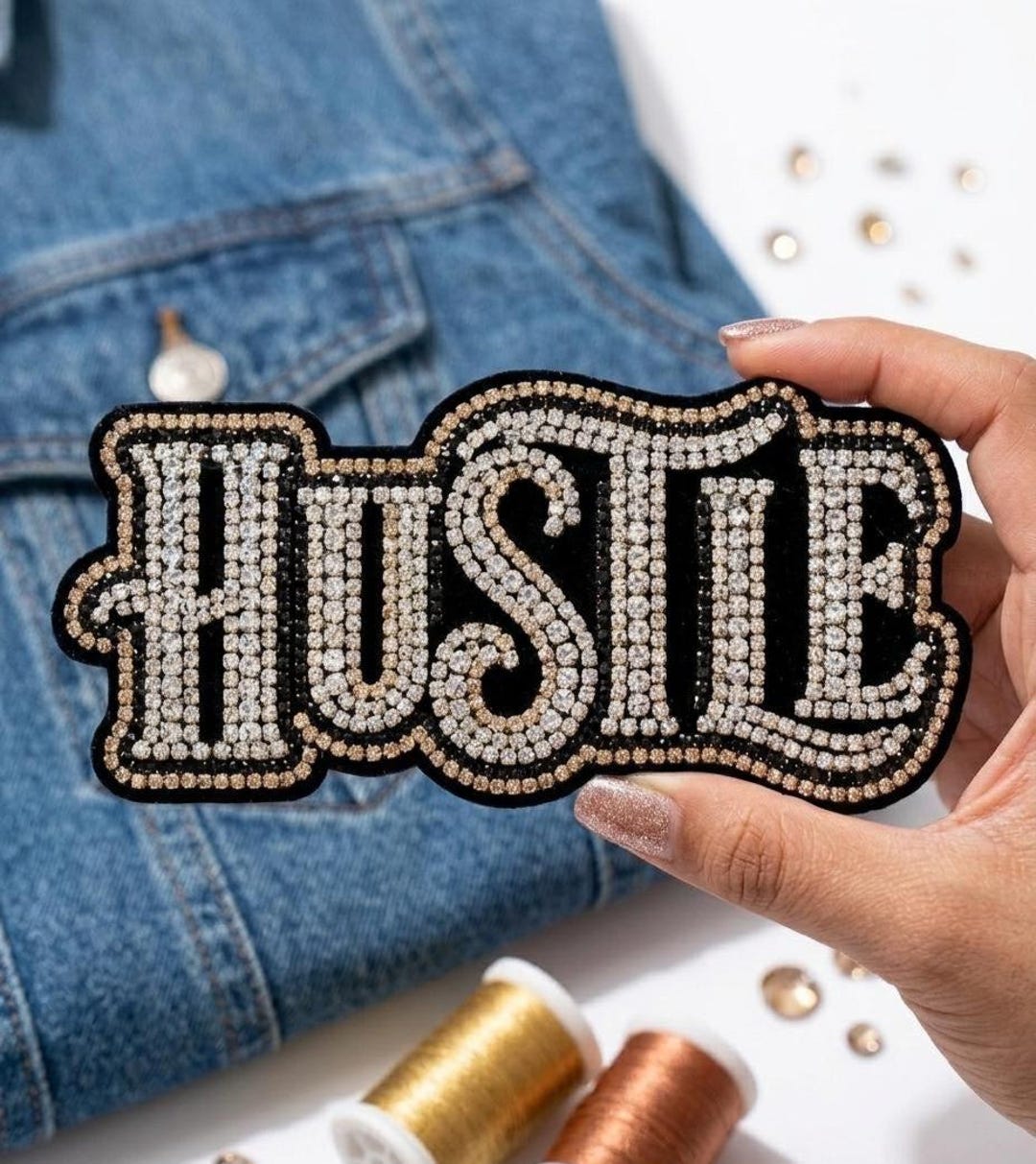 Custom Rhinestone Patches Custom Rhinestone Letter Patch Iron On, Bling Name Patch, Personalized ...