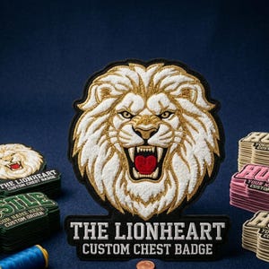 Parche personalizado de chenilla con león, bordado dorado de mascota, parches grandes termoadhesivos con letras universitarias, venta al por mayor.