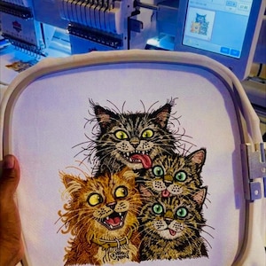 Scary Funny Cats Embroidery Design PES DST JEF