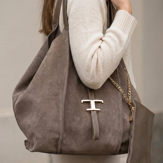 Handmade Suede Leather Shoulder Bag, Woven Italian Style