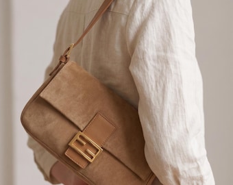 Handmade Suede Leather Shoulder Bag, Woven Italian Style
