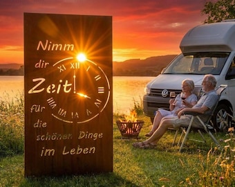 Hingucker Sichtschutz NIMM DIR ZEIT Metall Patina Rost stilvoll wunderschön