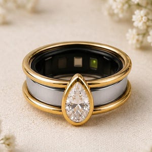 Pear Smart Ring Cover, Oura 5 Enhancer, Moissanite Jacket, RingConn Galaxy Ring Wrap