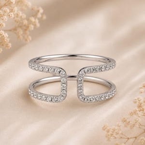 Wide Smart Ring Jacket Moissanite Oura Ring 5 Enhancer Silver Ringconn Open Eternity Stackable