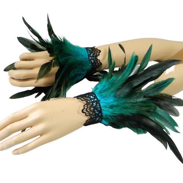 feather bracelets, Costume Wristlets, Burlesque Dangles, feathered jewellry, Tribal Fusion cuffs, Samba, Belly Dance, Peacock Fancy dress up