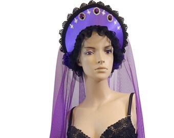 Lila Schleier Hood: Tudor Kopfschmuck, Mittelaltergewandung
