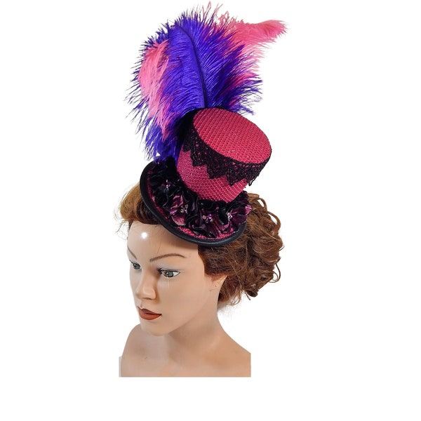 Burlesque Minihat, Las Vegas Showgirl Headpiece, Derby Hat, Costume Hat, Party Hat, Mad Hatter, Wonka Cosplay