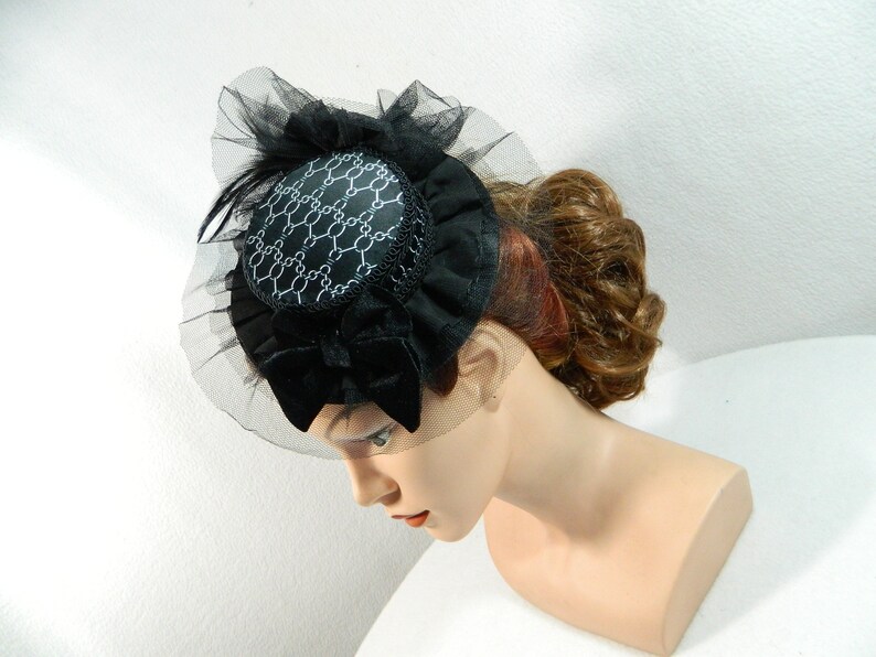 Mini Summerhat, Goth Minihat, Burlesque Fascinator, Victorian Fascinator, Costume Hat, Ladieshat, Vintage Hat, Cosplay Hatinator, Derby Hat image 6