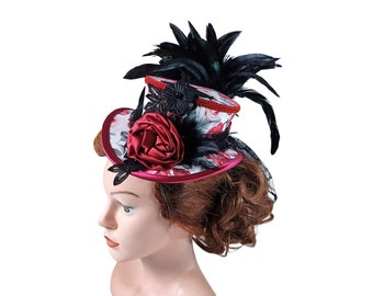 Midi Top Hat, Derby Hat, Victorian Dressing Hat, Dressage Ladieshat, Gothic Fascinator, Carnival Costume, Halloween, Hatinator
