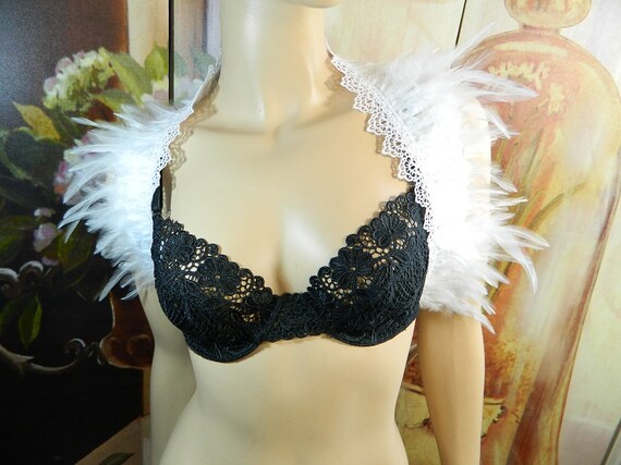 Federstola schwarz Bolero Shrug Wrap Gothic Steampunk