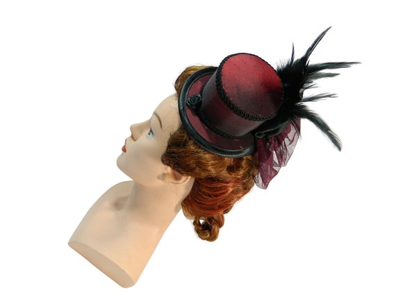 Mini Tophat Minihat Small Derby Hat Feathered Headpiece Etsy