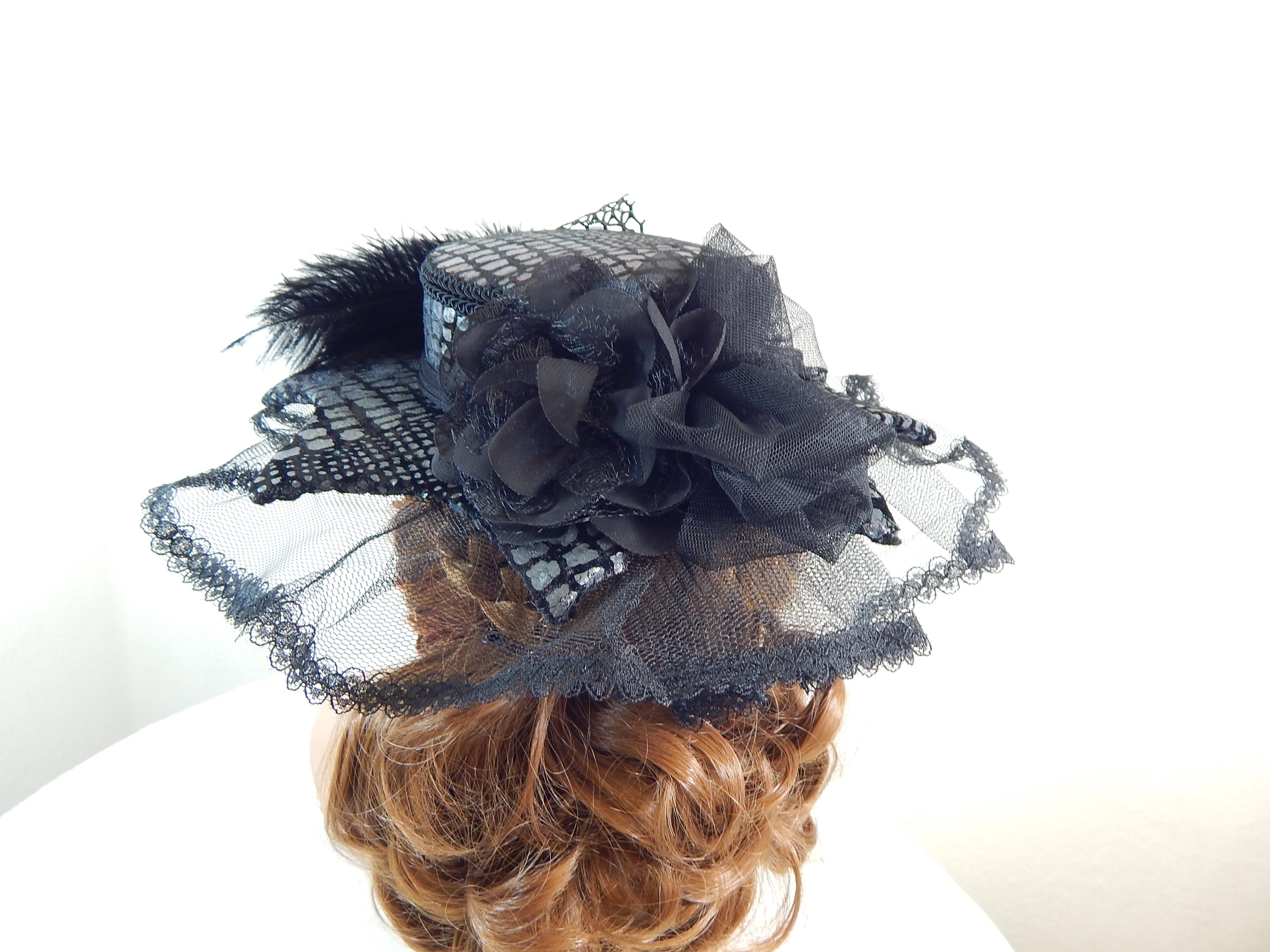 Posable Wire Black Spider Web Goth Fascinator Hat ??️?️ Fascinator Hat Womens Gold Spider Black Tulle Headpiece  main image 3