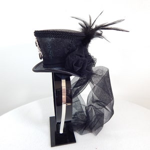 Mini Tophat auf Stirnband, Minihut, Goth Hut, Burlesque Hatinator, Derby Hut, Madhatter, Kostüm Hut, Halloween Kopfschmuck, Cosplay Mütze Bild 5