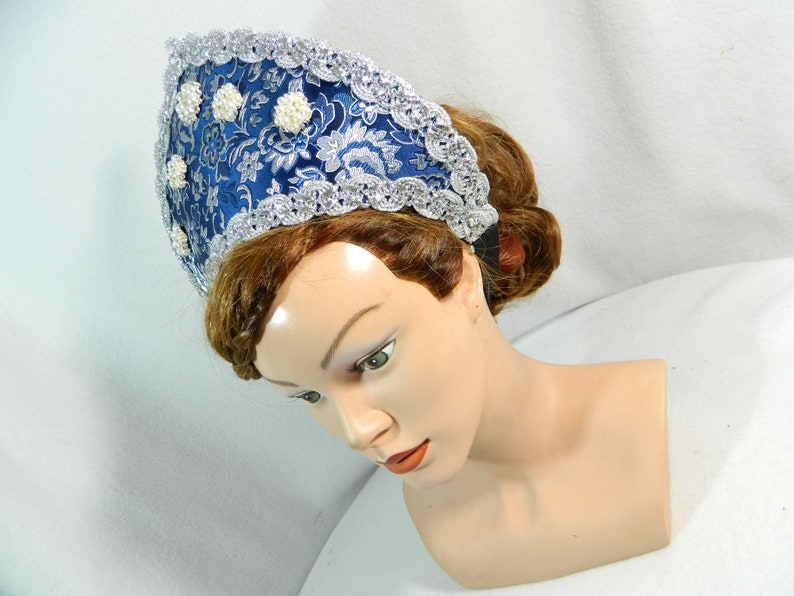 French Hood Coronet Kokoshnik Headdress Headpiece Renaissance Hat Tudor Anne Boleyn ren faire sca Crown medieval Diadem Russia