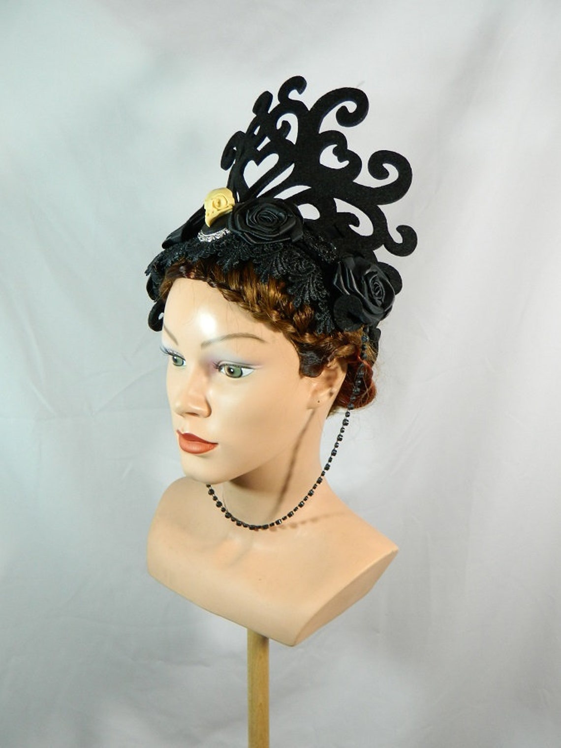 French Hood black Kokoshnik Headdress Headpiece Etsy