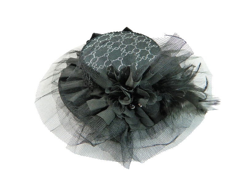 Mini Summerhat, Goth Minihat, Burlesque Fascinator, Victorian Fascinator, Costume Hat, Ladieshat, Vintage Hat, Cosplay Hatinator, Derby Hat image 3