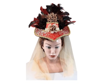 Ladies Bonnet, Hood, Derby Hat, historical costume hat, Hatinator, Fascinator, Gothic Headpiece, Cosplay Headdress, Marie Antoinette Hat