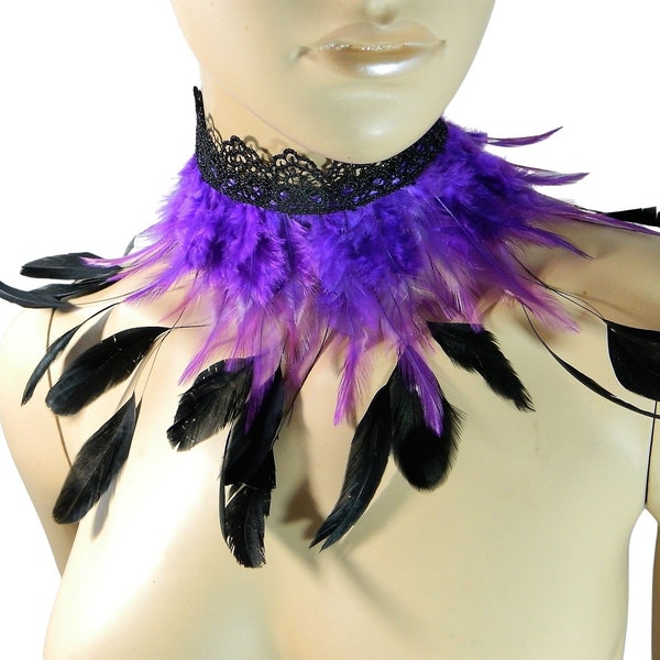 feather collar, burlesque choker, costume necklace, Carnival Bird, Drag Queen, Samba Outfit, Tribal Fusion Jewelry, Statement Fashion