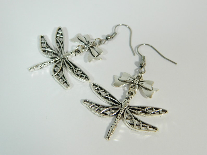 Earrings dragonfly bow tie insects Elv Fairy Pagan Wicca Nature Wood Forest