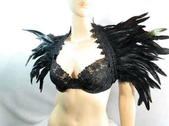 Federstola schwarz Bolero Shrug Wrap Gothic Steampunk
