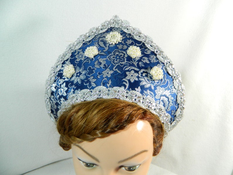 French Hood Coronet Kokoshnik Headdress Headpiece Renaissance Hat Tudor Anne Boleyn ren faire sca Crown medieval Diadem Russia