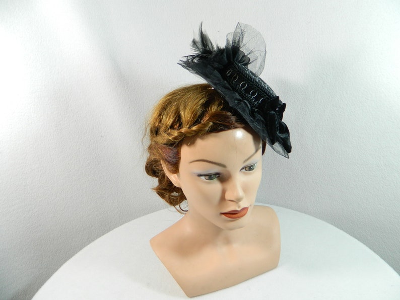 Mini Summerhat, Goth Minihat, Burlesque Fascinator, Victorian Fascinator, Costume Hat, Ladieshat, Vintage Hat, Cosplay Hatinator, Derby Hat image 10