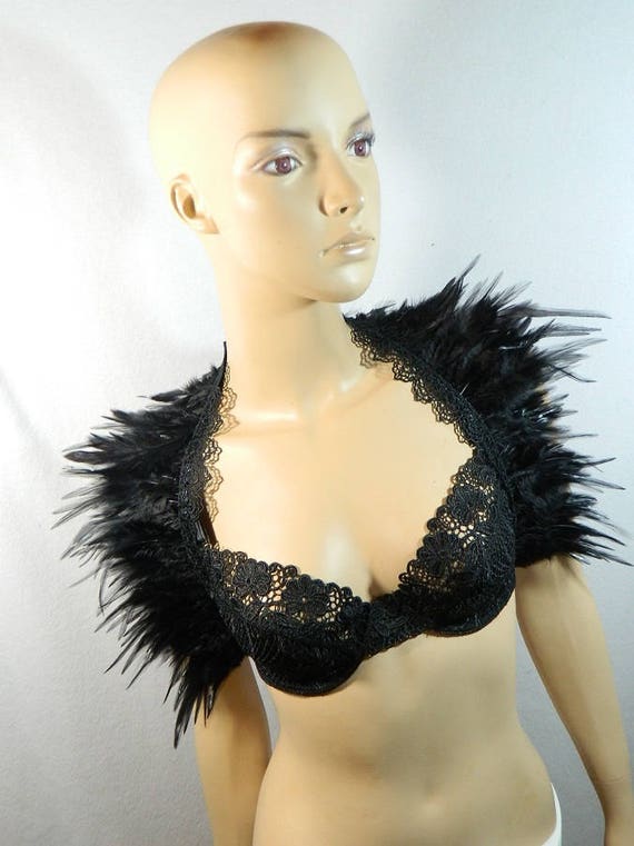 Federstola schwarz Bolero Shrug Wrap Gothic Steampunk