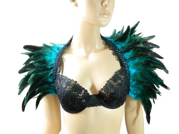 Bracciali Con Piuma Per Costume - Accessorio Gotico Pavone O Cigno Nero, Per Halloween E Cosplay