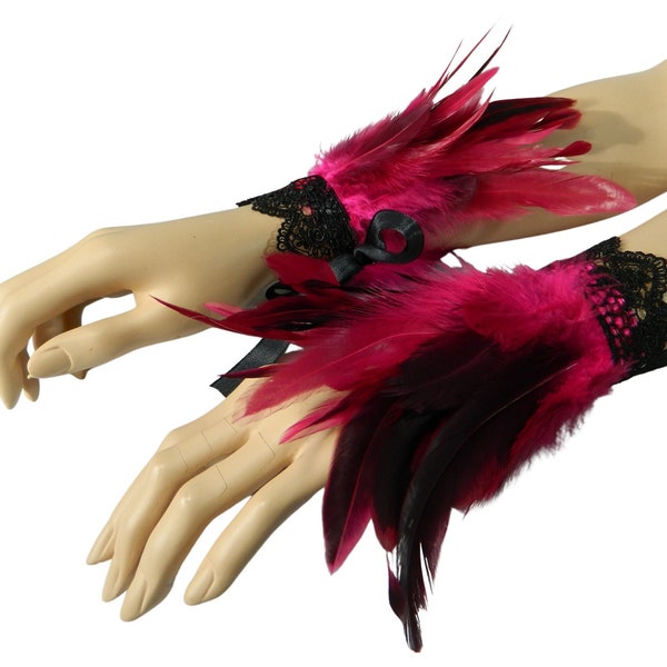 pink feather cuffs, feather arm warmes, costume cuffs, drag queen, travesty, carnival, feather jewelry, costume feathers