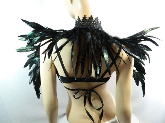 Federstola schwarz Bolero Shrug Wrap Gothic Steampunk