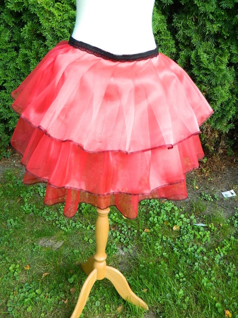 bustle skirt red black organza Gothic burlesque pinup dragqueen travesty showgirl samba costume wrap around Steampunk fairy