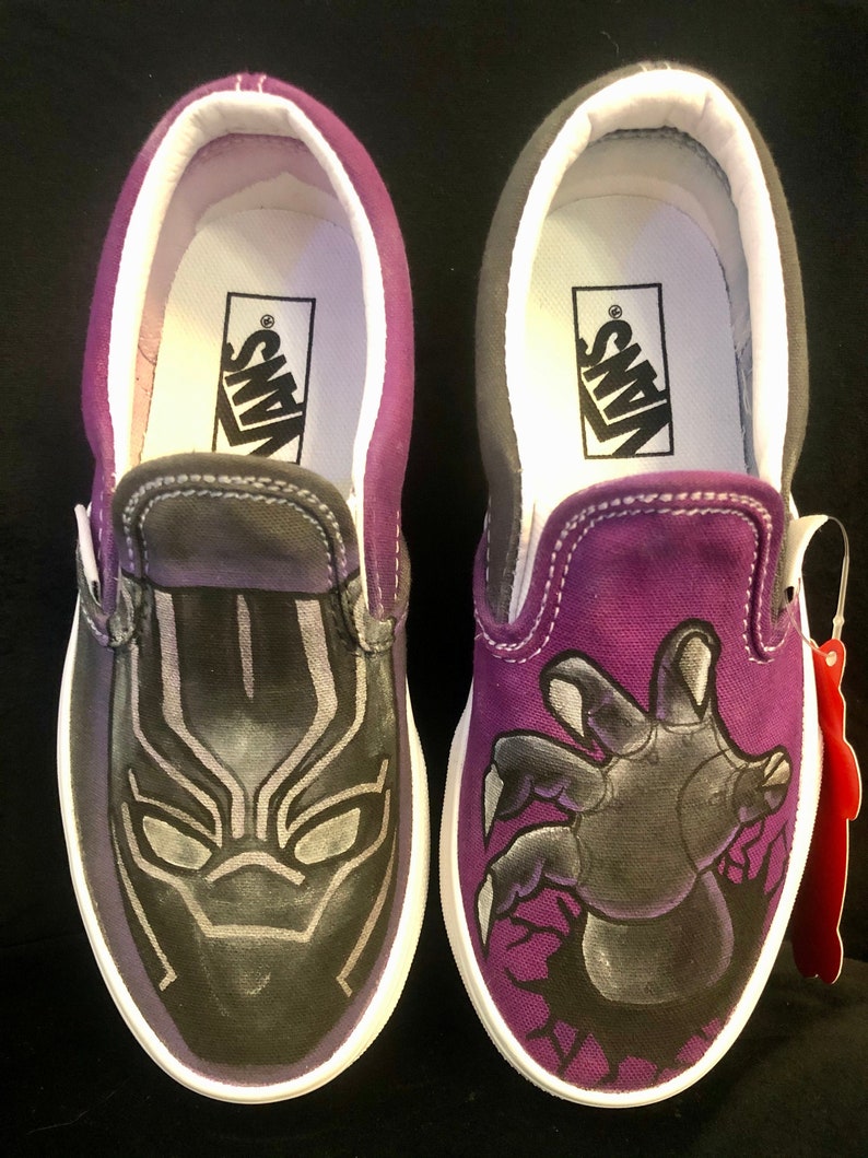 Black Panther themed Painted Kids Vans image 1
